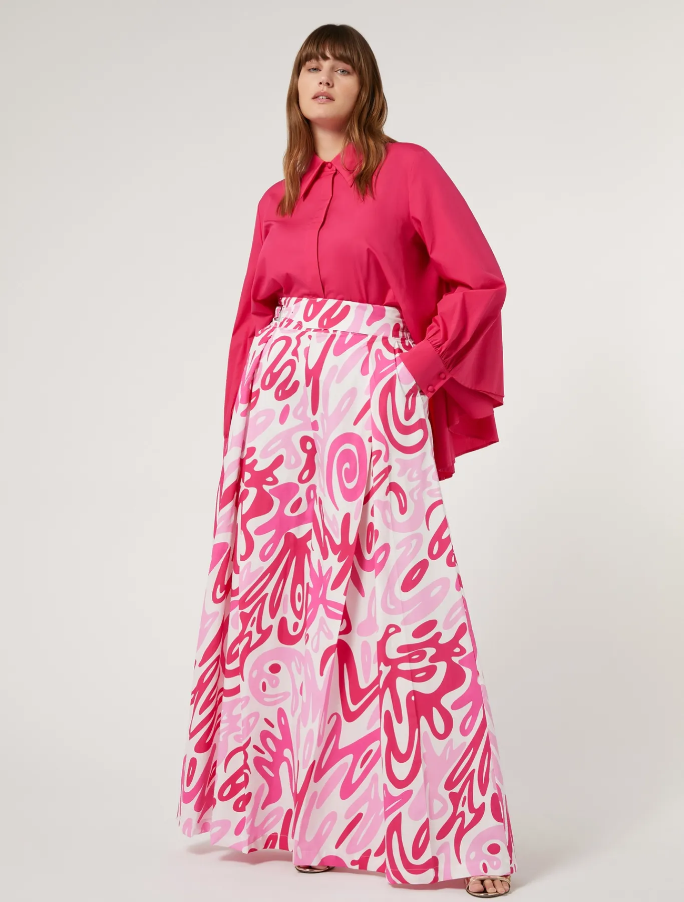 Marina Rinaldi Pantaloni & Jeans | Pantaloni & Jeans*Pantaloni ampi in popeline stampato BIANCO