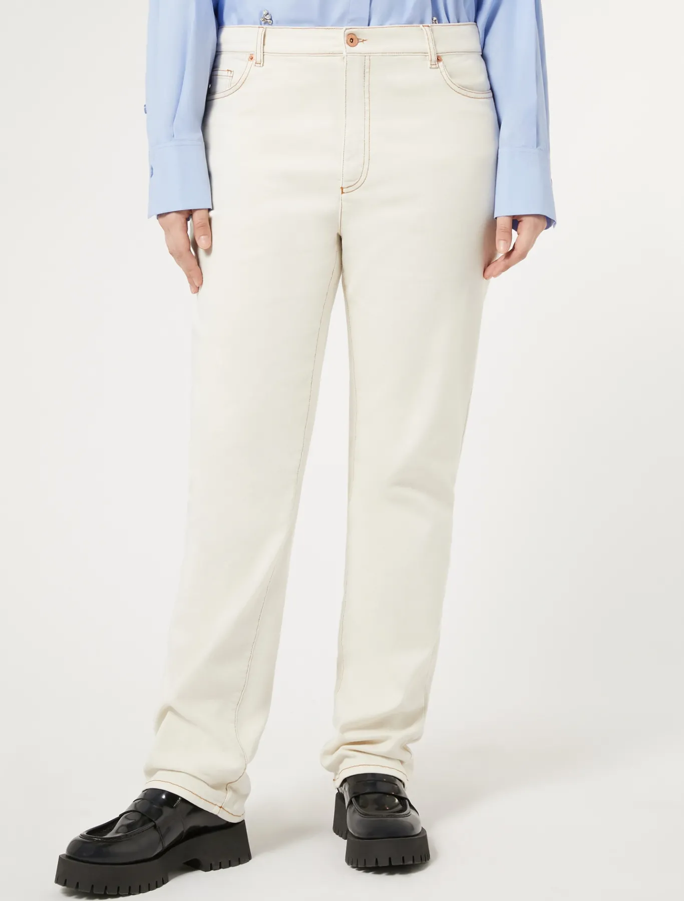 Marina Rinaldi Pantaloni & Jeans | Pantaloni & Jeans*Pantaloni in bull di cotone BIANCOAVORIO