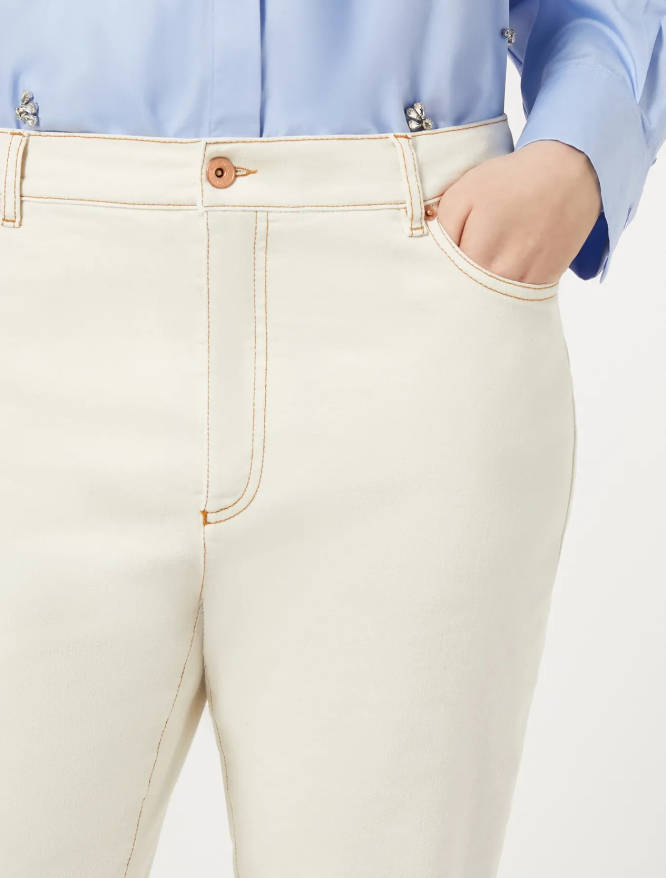 Marina Rinaldi Pantaloni & Jeans | Pantaloni & Jeans*Pantaloni in bull di cotone BIANCOAVORIO