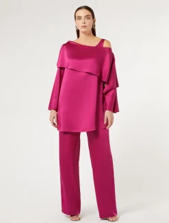 Marina Rinaldi Pantaloni E Gonne | Collezione Elegante*Pantaloni in envers satin lucido LAMPONE