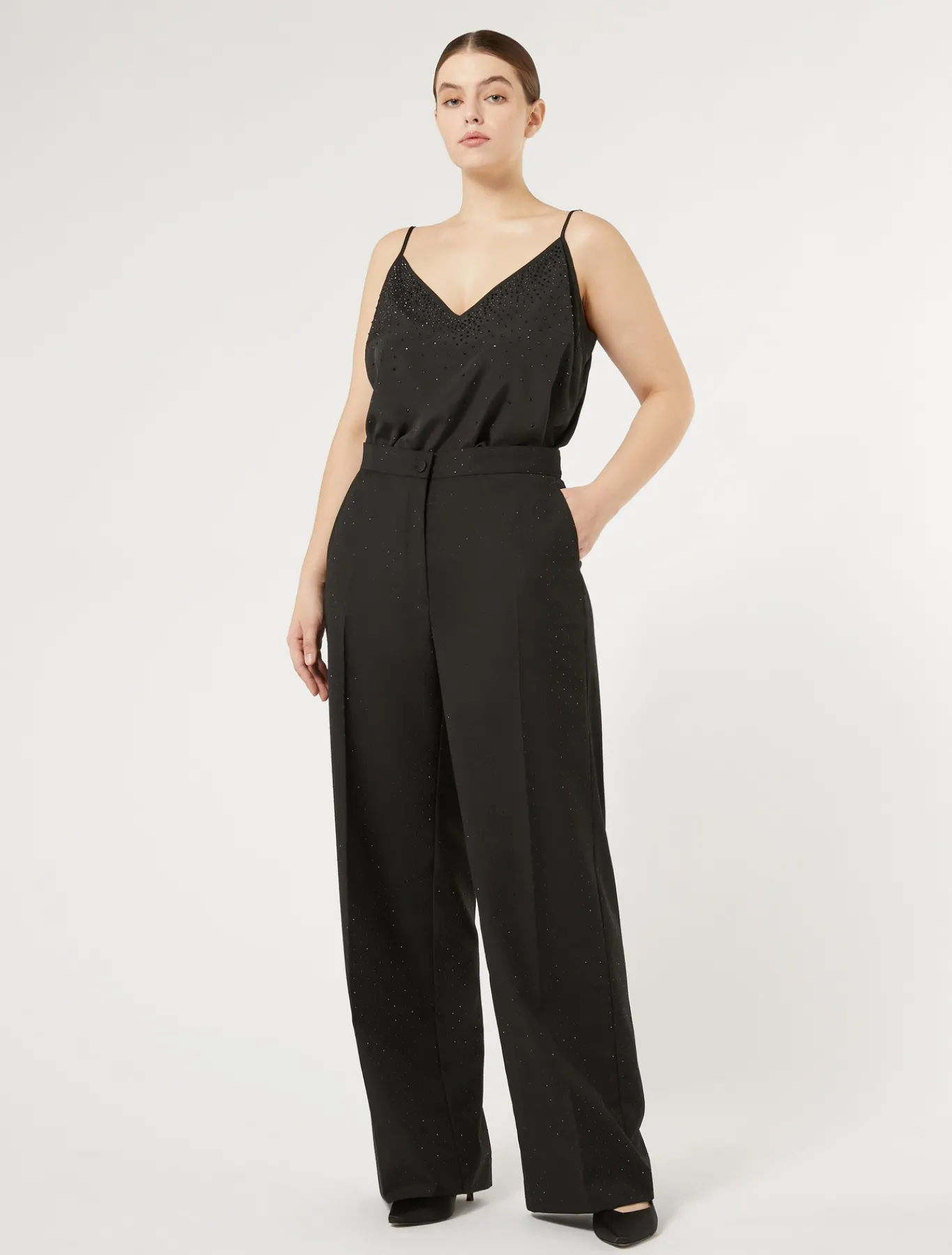 Marina Rinaldi Pantaloni E Gonne | Collezione Elegante*Pantaloni in levantina con strass NERO