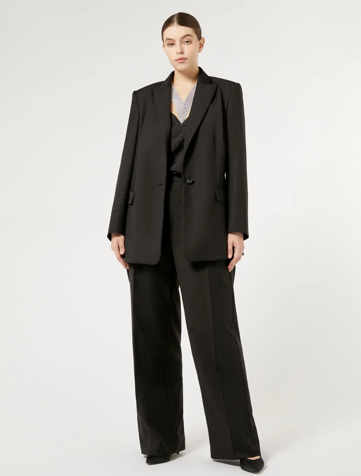 Marina Rinaldi Pantaloni E Gonne | Collezione Elegante*Pantaloni in levantina con strass NERO