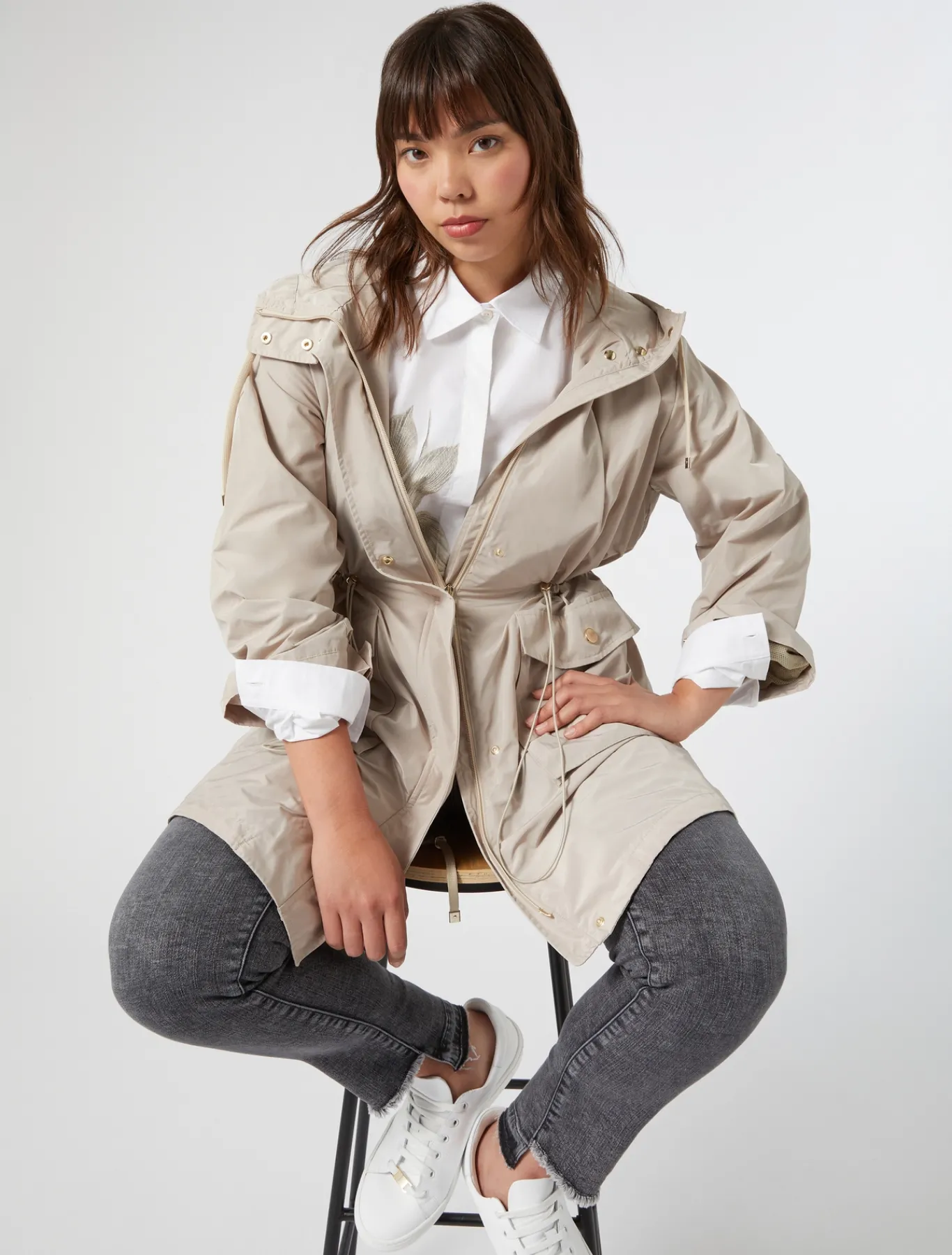 Marina Rinaldi Cappotti & Trench | Cappotti & Trench*Parka in taffetà antigoccia SABBIA