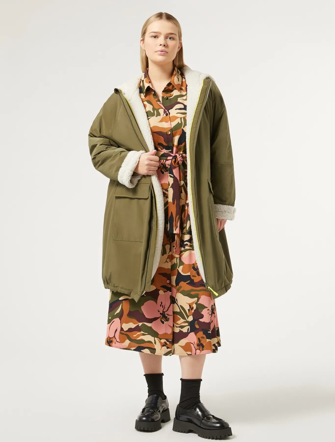Marina Rinaldi Cappotti & Trench | Cappotti & Trench*Parka in taffettà antigoccia VERDEKAKI