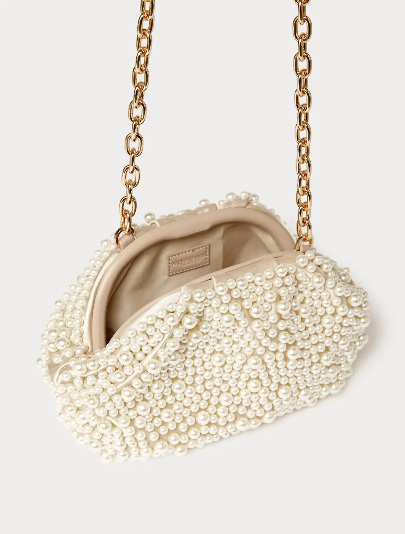 Marina Rinaldi Accessori | Collezione Elegante*Pochette in raso con perle BEIGE