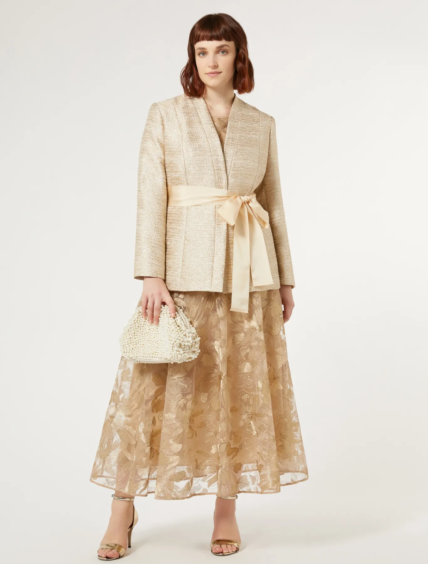 Marina Rinaldi Accessori | Collezione Elegante*Pochette in raso con perle BEIGE