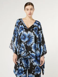 Marina Rinaldi Giacche | Selezione Elegante*Poncho in raso stampato NERO