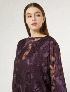 Marina Rinaldi Giacche | Collezione Elegante*Poncho in tulle ricamato BORDEAUX