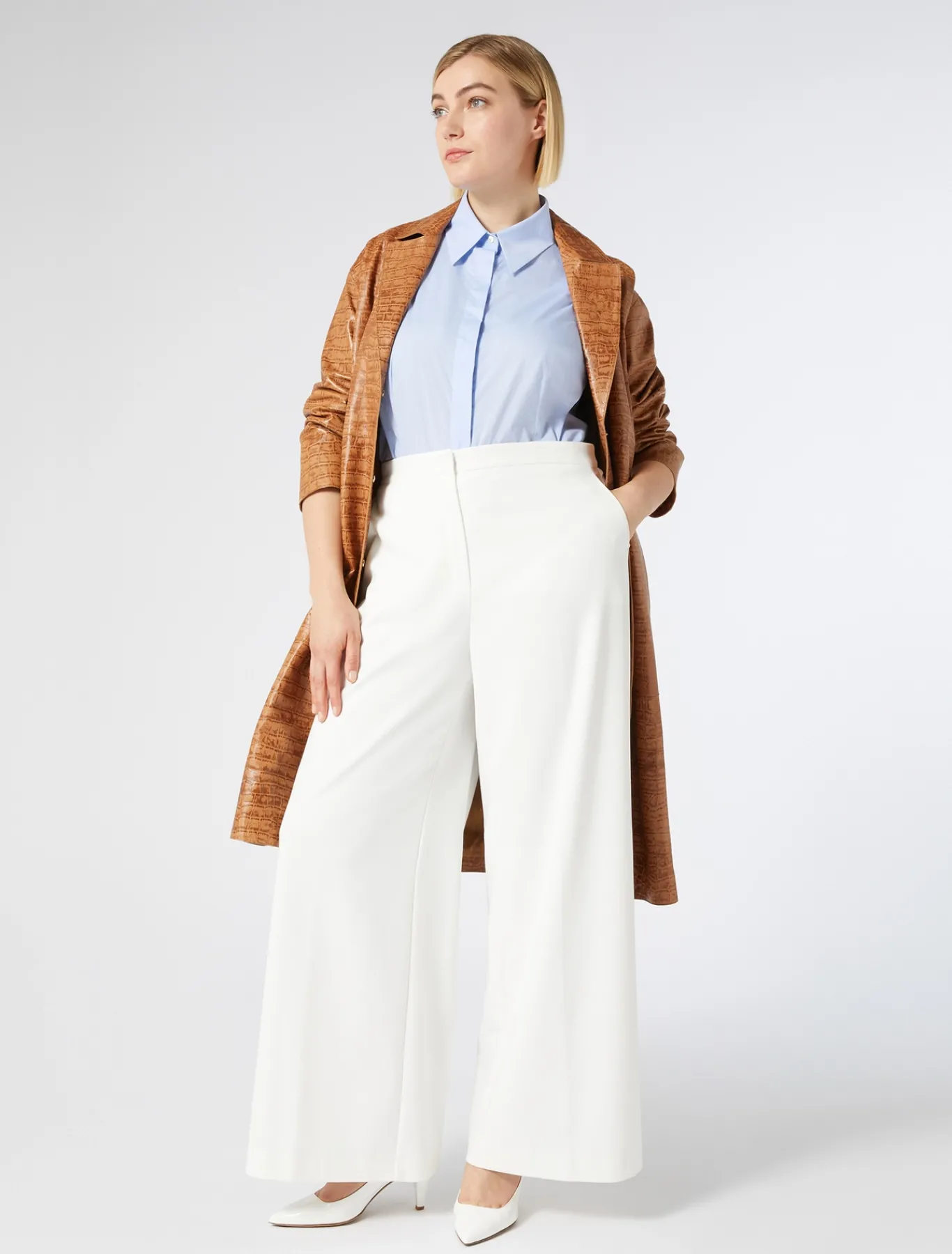 Marina Rinaldi Cappotti & Trench | Cappotti & Trench*Spolverino in nappa stampa cocco CAMMELLO