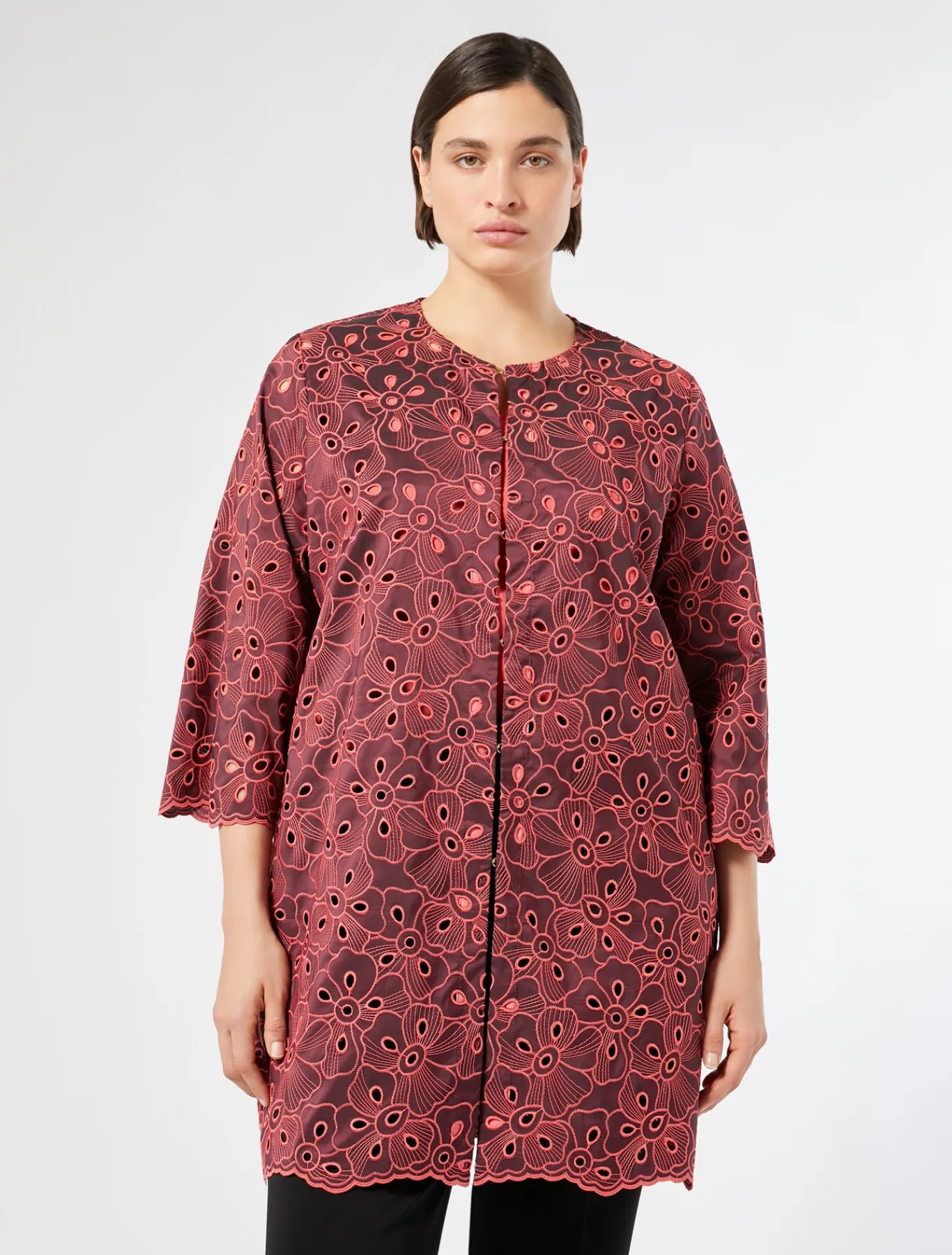 Marina Rinaldi Giacche | Cappotti & Trench*Spolverino in taffetà ricamato CORALLO
