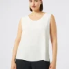 Marina Rinaldi Bluse | Camicie & Bluse*Top in crêpe de Chine di misto seta BIANCO