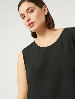 Marina Rinaldi Bluse | Camicie & Bluse*Top in crêpe de Chine di misto seta NERO