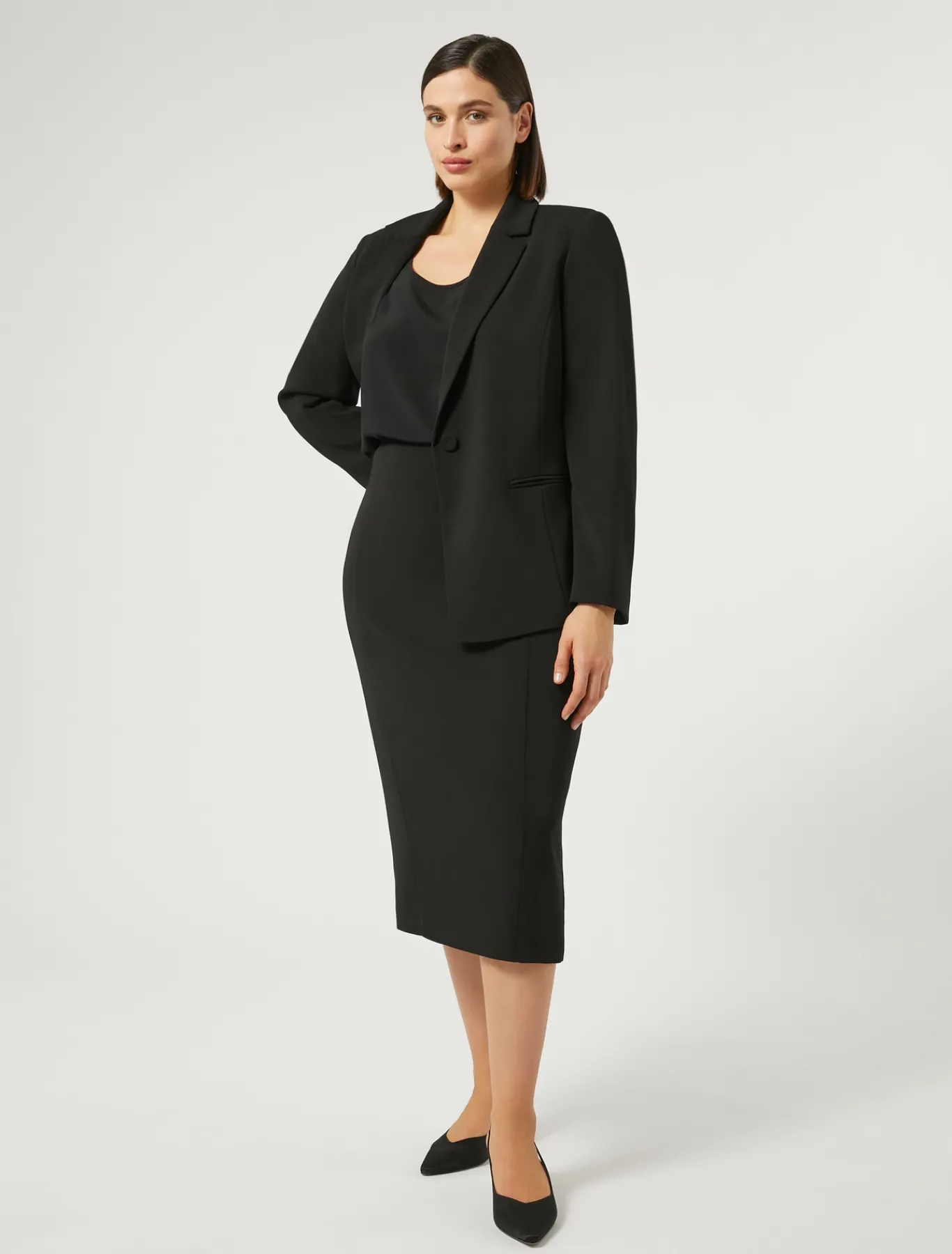 Marina Rinaldi Bluse | Camicie & Bluse*Top in crêpe de Chine di misto seta NERO