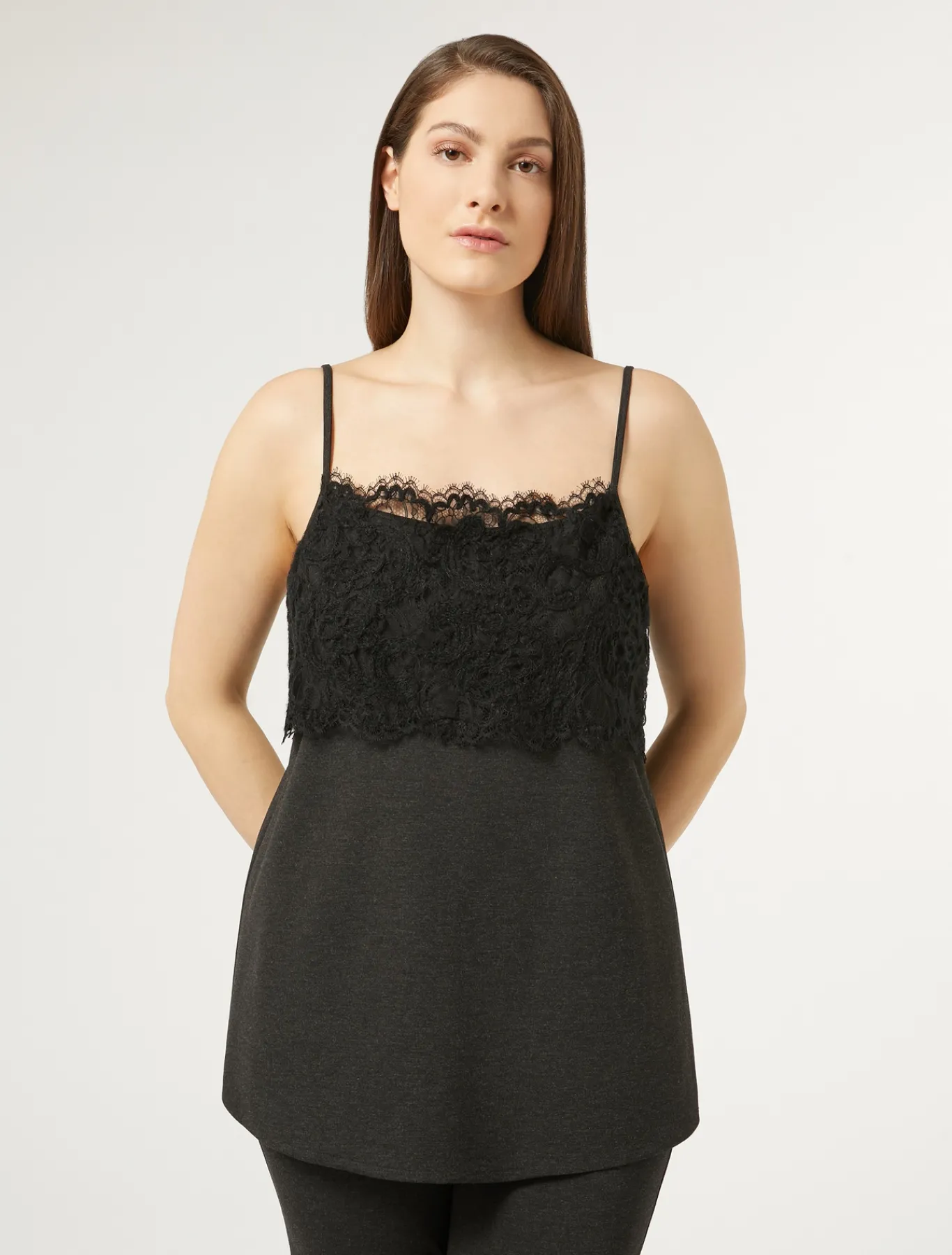 Marina Rinaldi Top & T-Shirt | Top & T-Shirt*Top in jersey con pizzo ANTRACITE