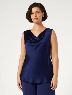 Marina Rinaldi Bluse | Camicie & Bluse*Top in satin con drappeggio INCHIOSTRO