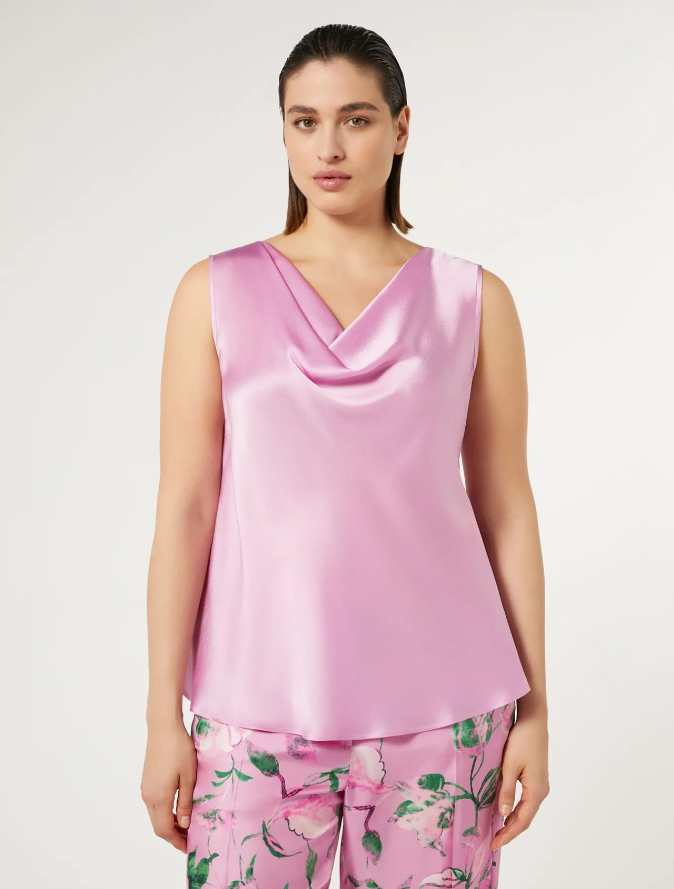 Marina Rinaldi Bluse | Collezione Elegante*Top in satin con drappeggio ROSA