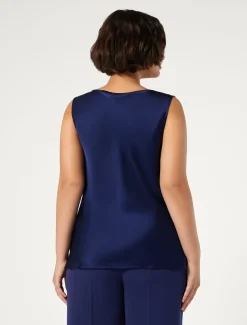 Marina Rinaldi Bluse | Camicie & Bluse*Top in satin con drappeggio INCHIOSTRO