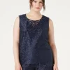 Marina Rinaldi Bluse | Camicie & Bluse*Top in tulle ricamato BLUMARINO