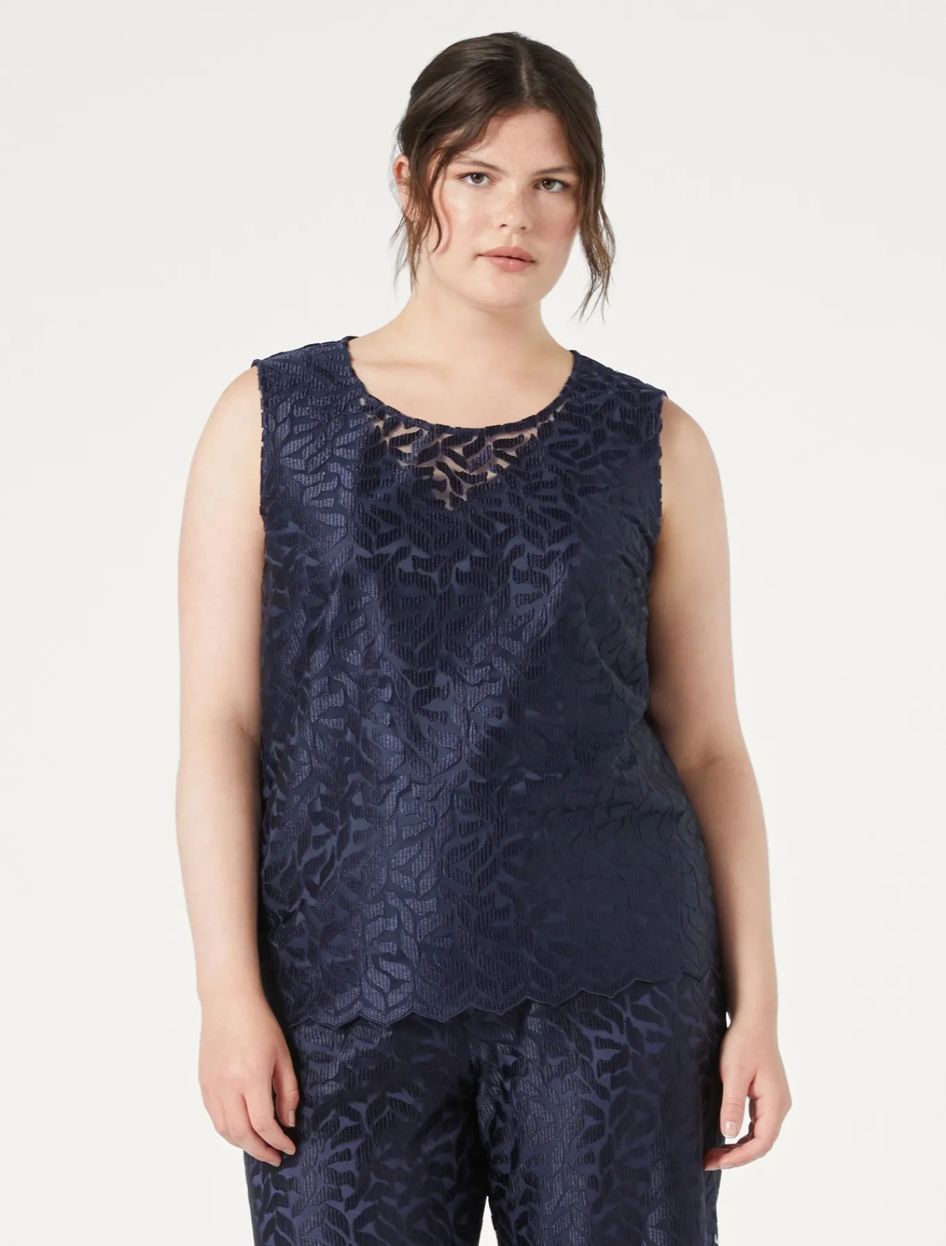 Marina Rinaldi Bluse | Camicie & Bluse*Top in tulle ricamato BLUMARINO