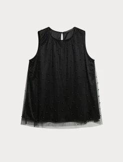 Marina Rinaldi Bluse | Camicie & Bluse*Top in tulle ricamato NERO