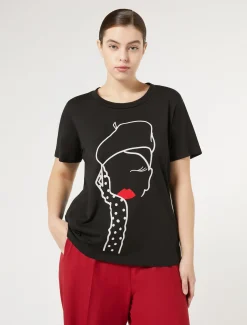 Marina Rinaldi Top & T-Shirt | Top & T-Shirt*T-shirt in jersey con stampa NERO