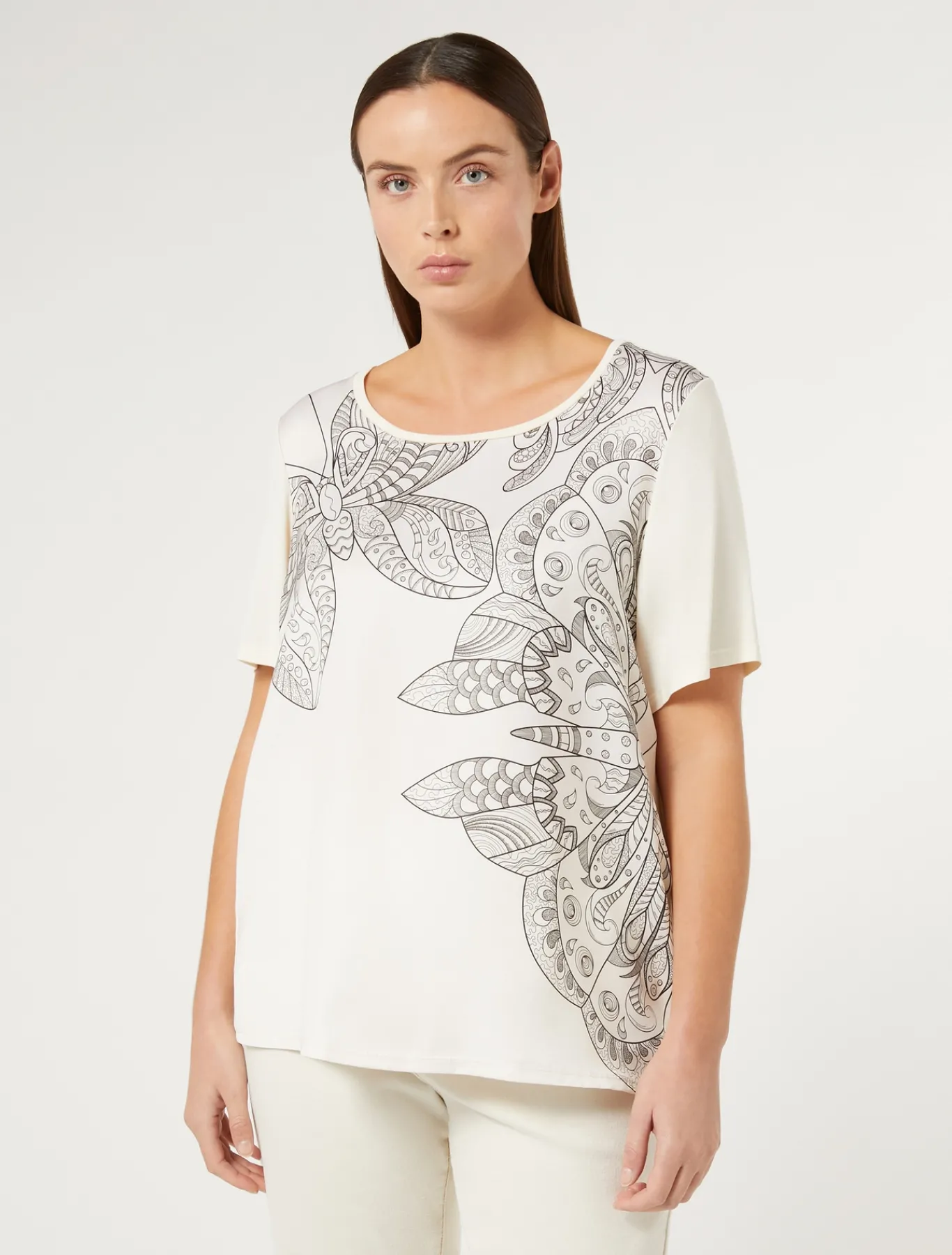 Marina Rinaldi Top & T-Shirt | Top & T-Shirt*T-shirt in jersey con stampa BIANCOAVORIO