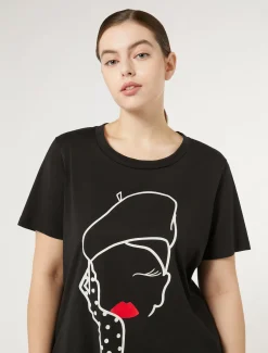 Marina Rinaldi Top & T-Shirt | Top & T-Shirt*T-shirt in jersey con stampa NERO