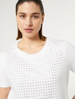 Marina Rinaldi Top & T-Shirt | Top & T-Shirt*T-shirt in jersey con strass BIANCOOTTICO
