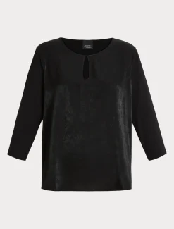 Marina Rinaldi Top & T-Shirt | Top & T-Shirt*T-shirt in jersey di viscosa e raso NERO