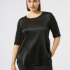 Marina Rinaldi Top & T-Shirt | Top & T-Shirt*T-shirt in jersey e raso NERO