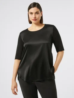 Marina Rinaldi Top & T-Shirt | Top & T-Shirt*T-shirt in jersey e raso NERO