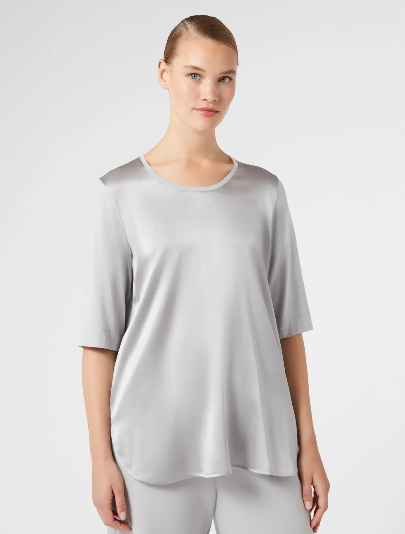 Marina Rinaldi Top & T-Shirt | Top & T-Shirt*T-shirt in jersey e raso GRIGIOCHIARO