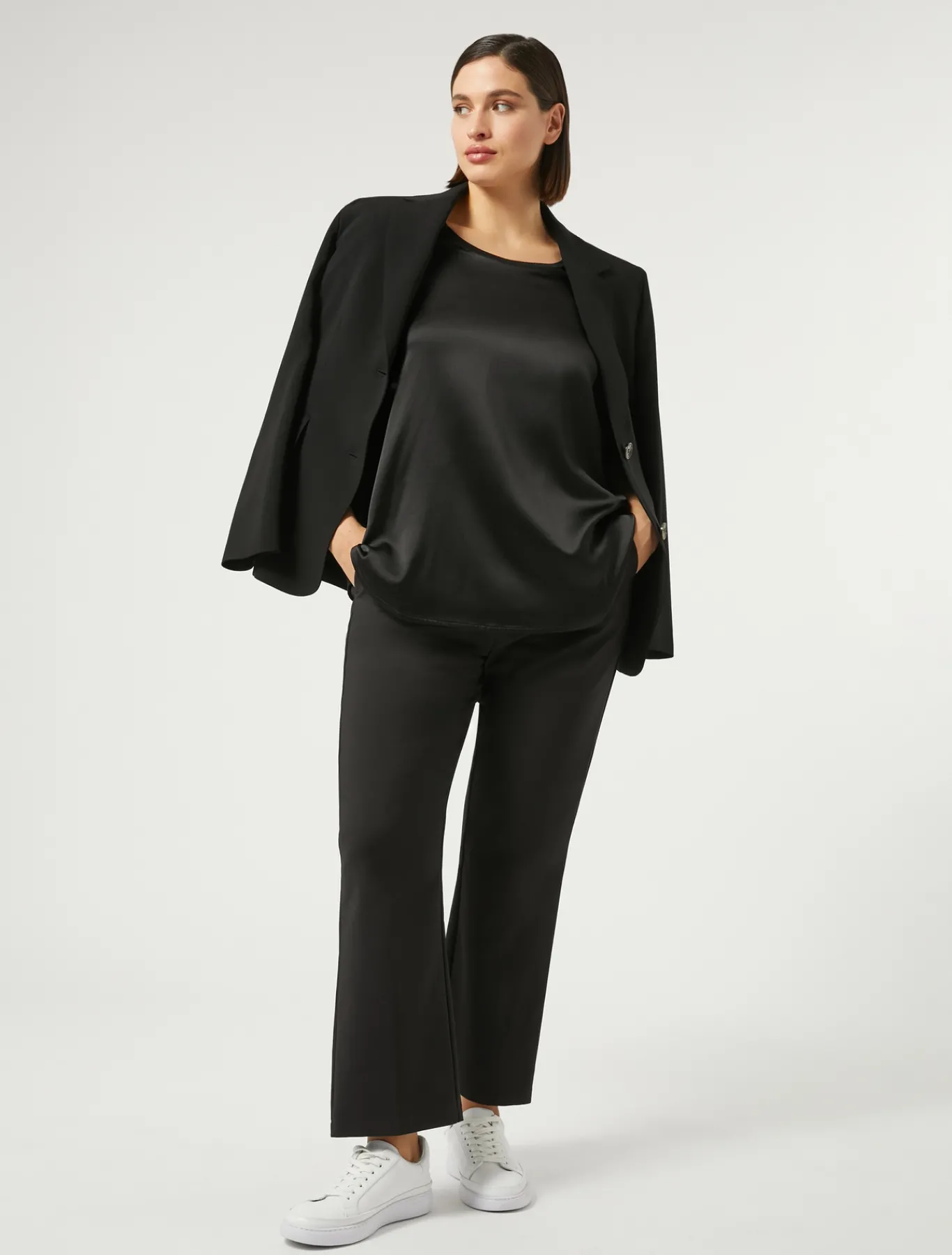 Marina Rinaldi Top & T-Shirt | Top & T-Shirt*T-shirt in jersey e raso NERO