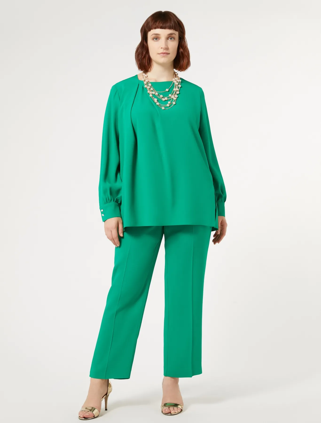 Marina Rinaldi Bluse | Collezione Elegante*Tunica in crêpe envers satin VERDEBANDIERA