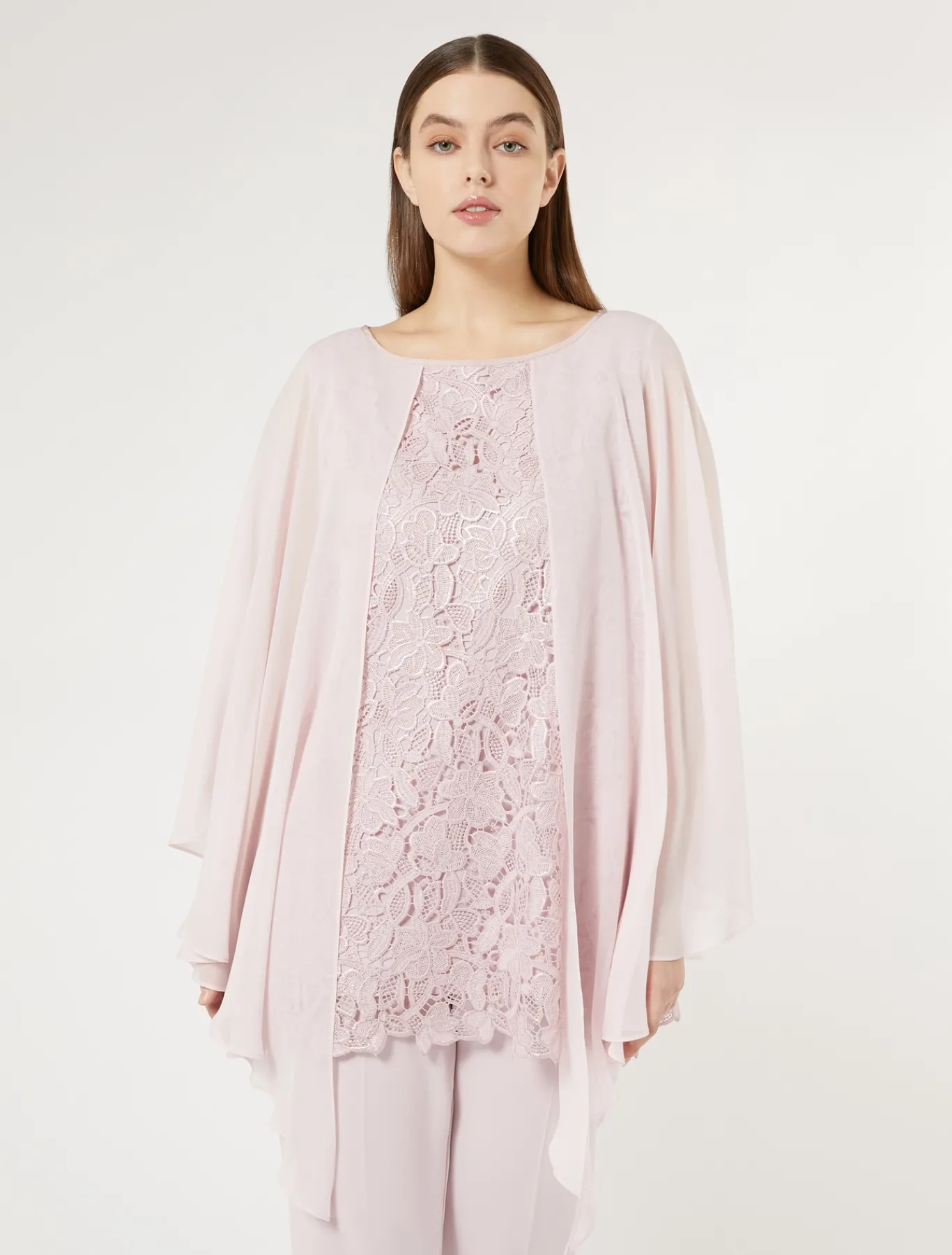 Marina Rinaldi Bluse | Camicie & Bluse*Tunica in macramè laminato ROSA